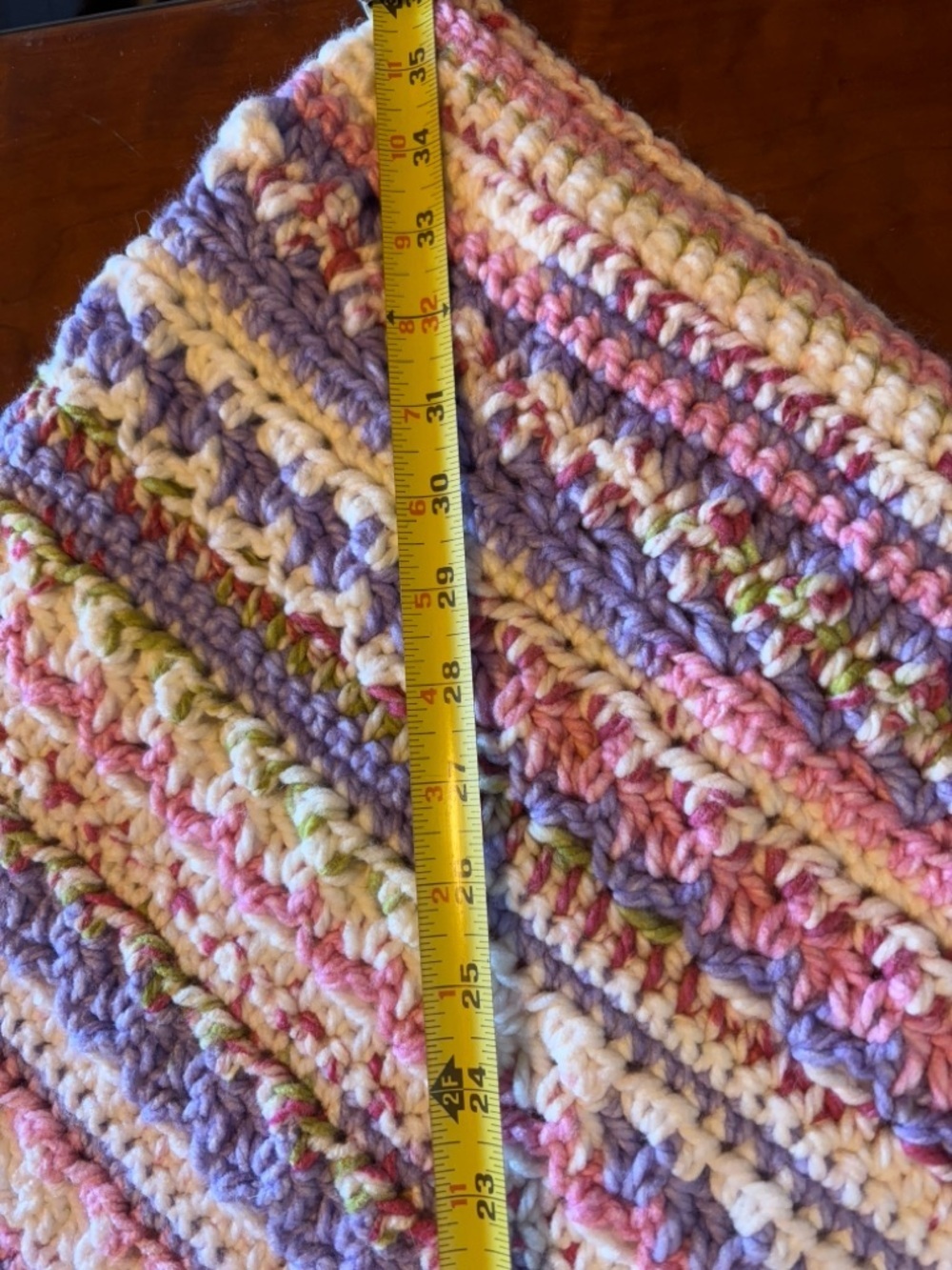 Crochet V-Neck Women’s Sweater Poncho - Pink, White & Lavender - Picture 4 of 6